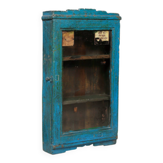 Vitrine en teck ancien (patine bleue)