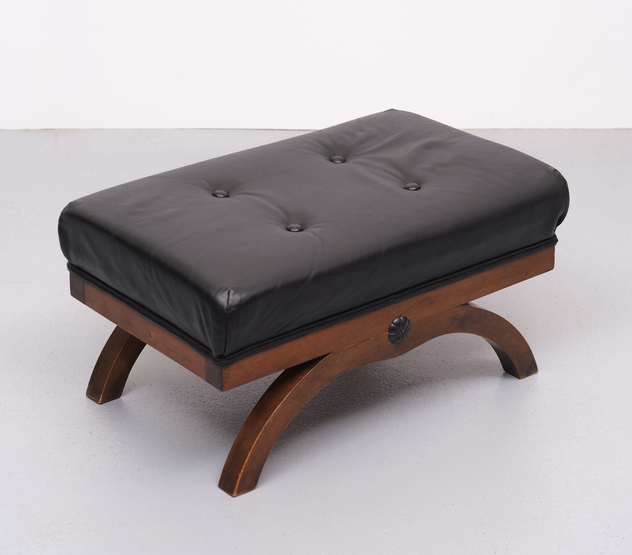 Black Leather Ottoman 1920s England