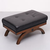 Black Leather Ottoman 1920s England