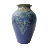 Blue enamelled sandstone vase Petit Masse Nièvre