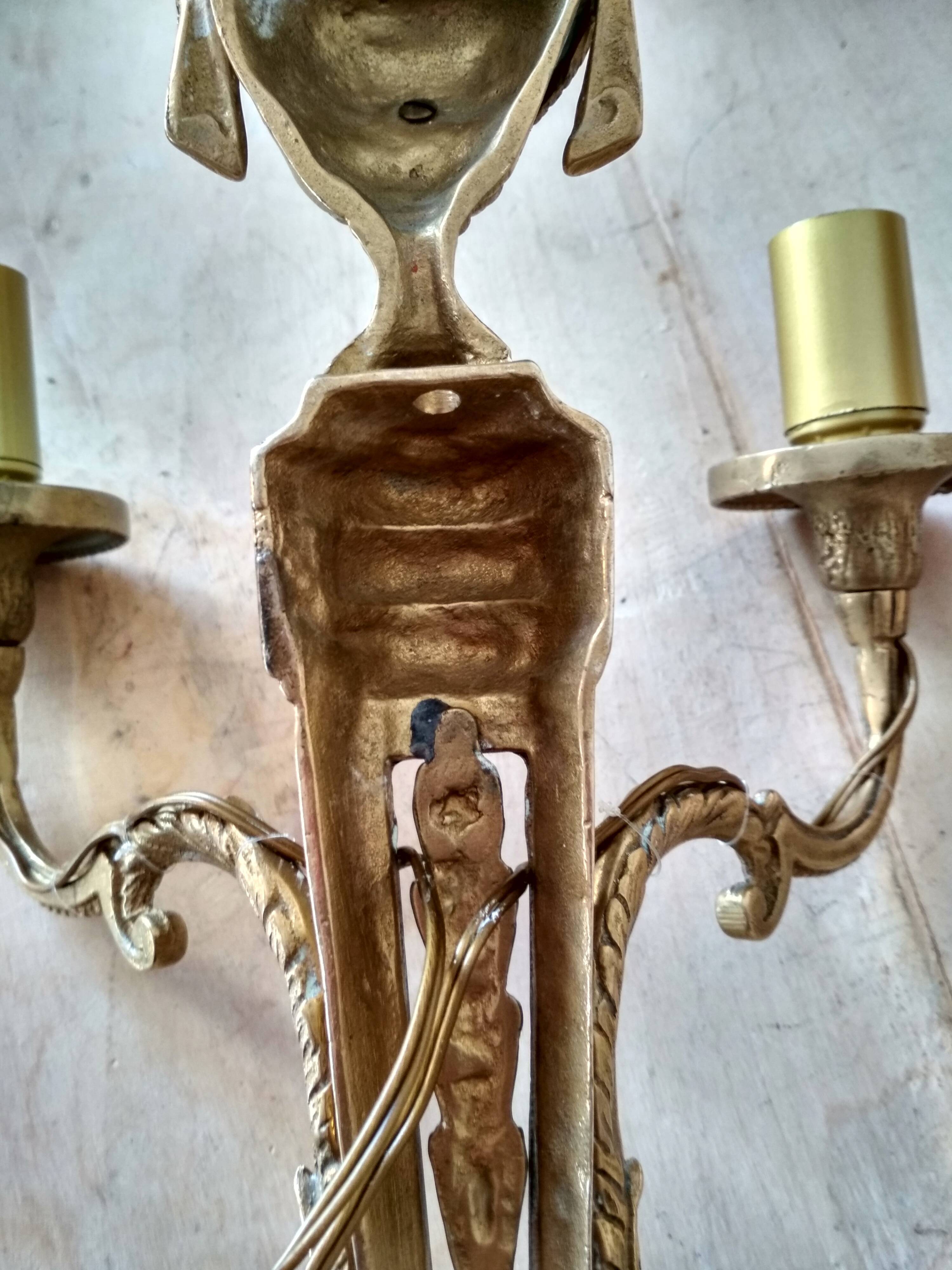 Old Wall Sconce bronze two torches style Napoleon III