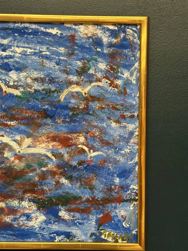 Original Swedish Oil on Canvas – “Storm” by Göta Fogler – Signed – Vintage & Framed – 50 × 42 cm (19.7" × 16.5")