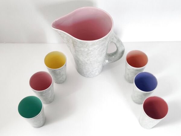 Service pichet + 6 verres vintage 1960