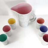 Pitcher service + 6 vintage glasses 1960