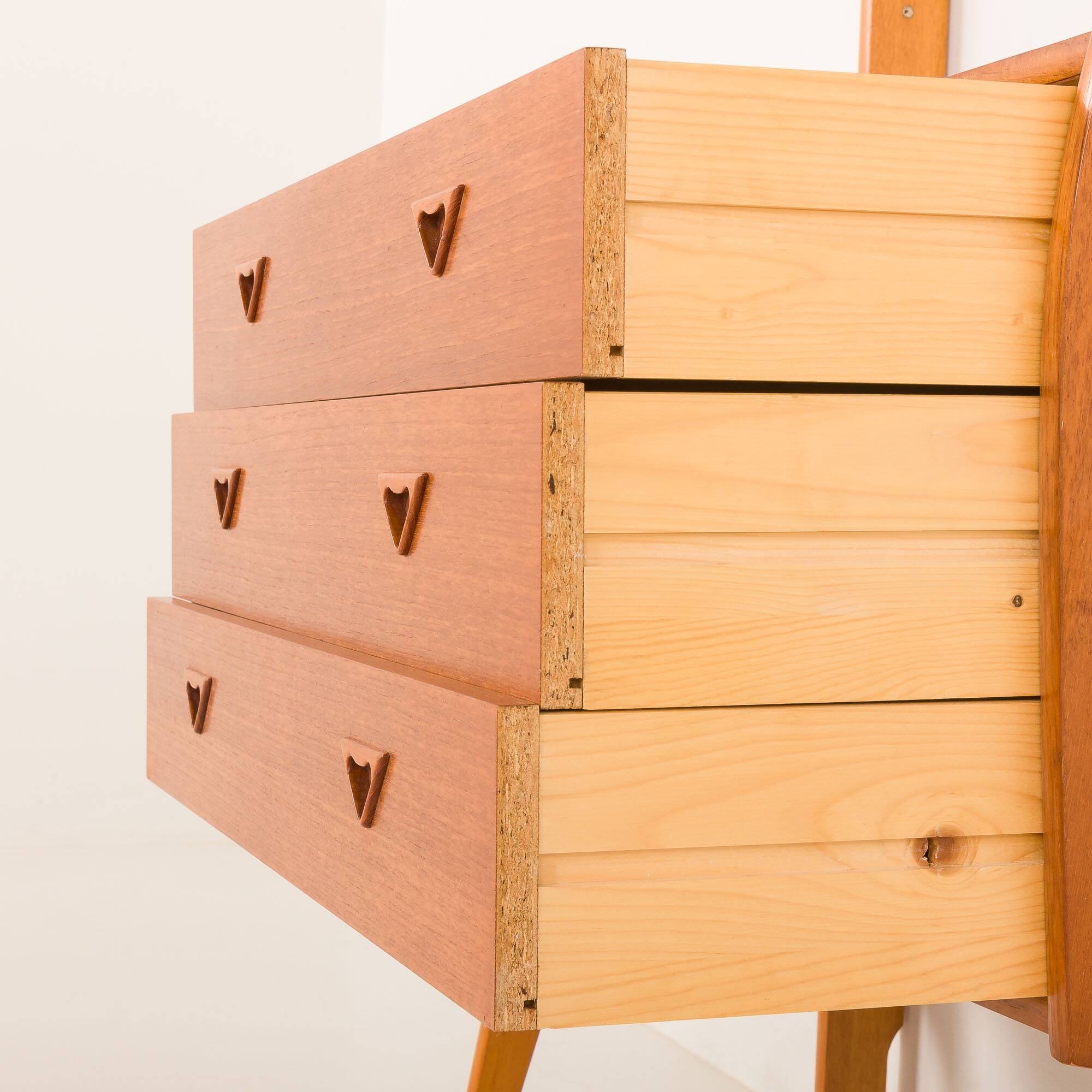 Scandinavian mid century teak free standing wall unit, 1960s