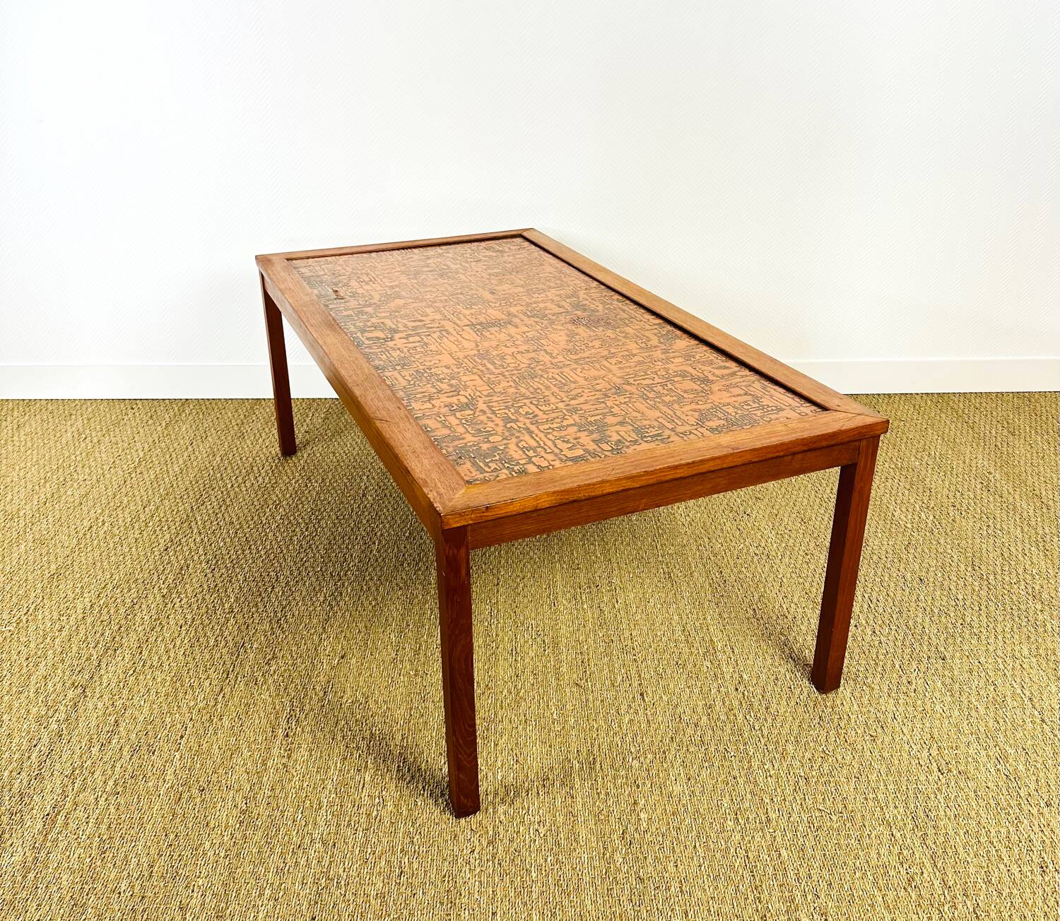 Scandinavian coffee table in copper, 1960.