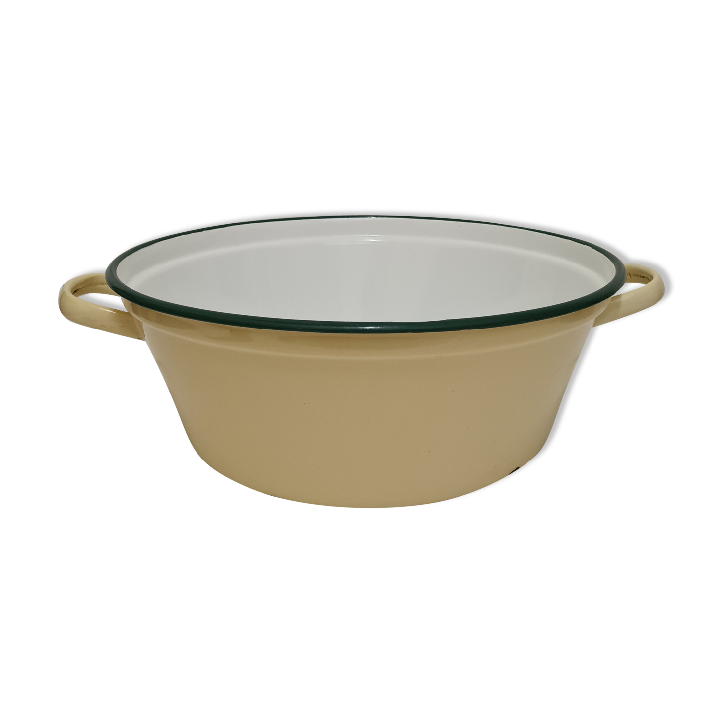 Yellow enamelled sheet metal basin