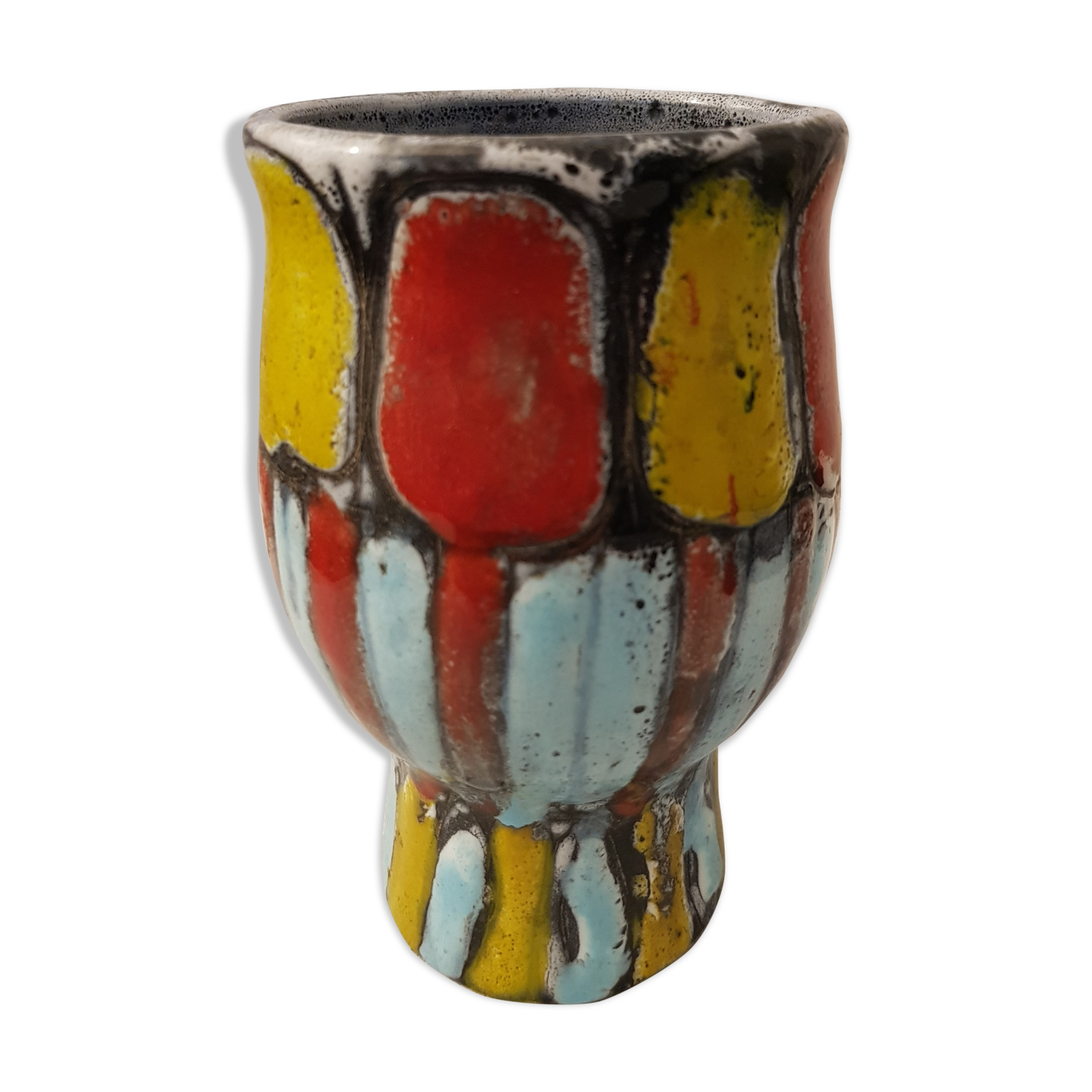 Enamelled vintage Vallauris vase
