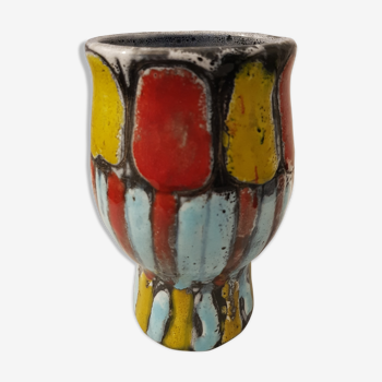 Enamelled vintage Vallauris vase