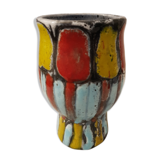 Enamelled vintage Vallauris vase
