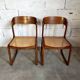 Suite of 2 vintage chairs sleigh canées Baumann 70s
