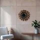 Vintage 35 cm gilded carved wood sun mirror with wooden slats D326