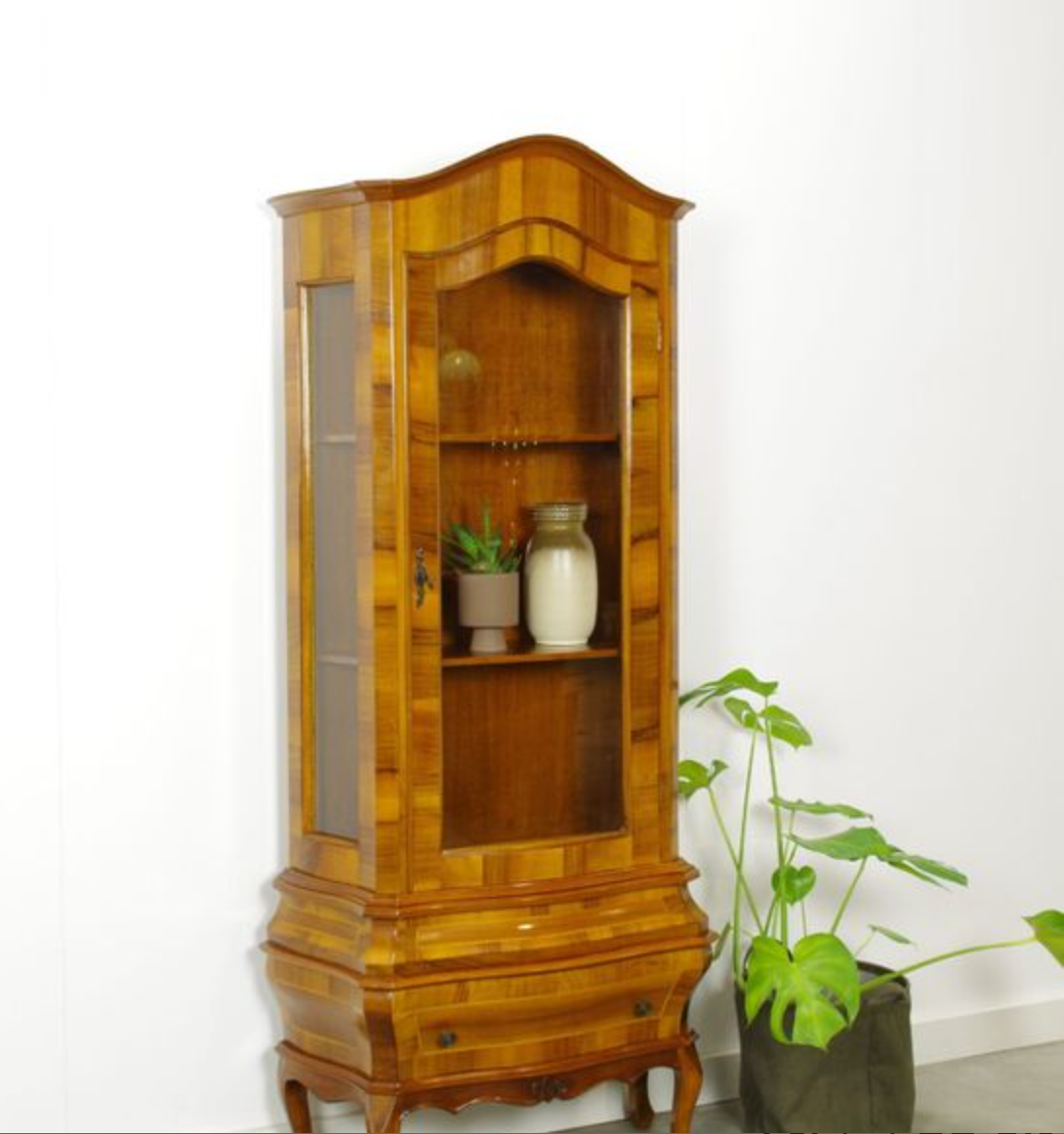 Vintage walnut wood showcase