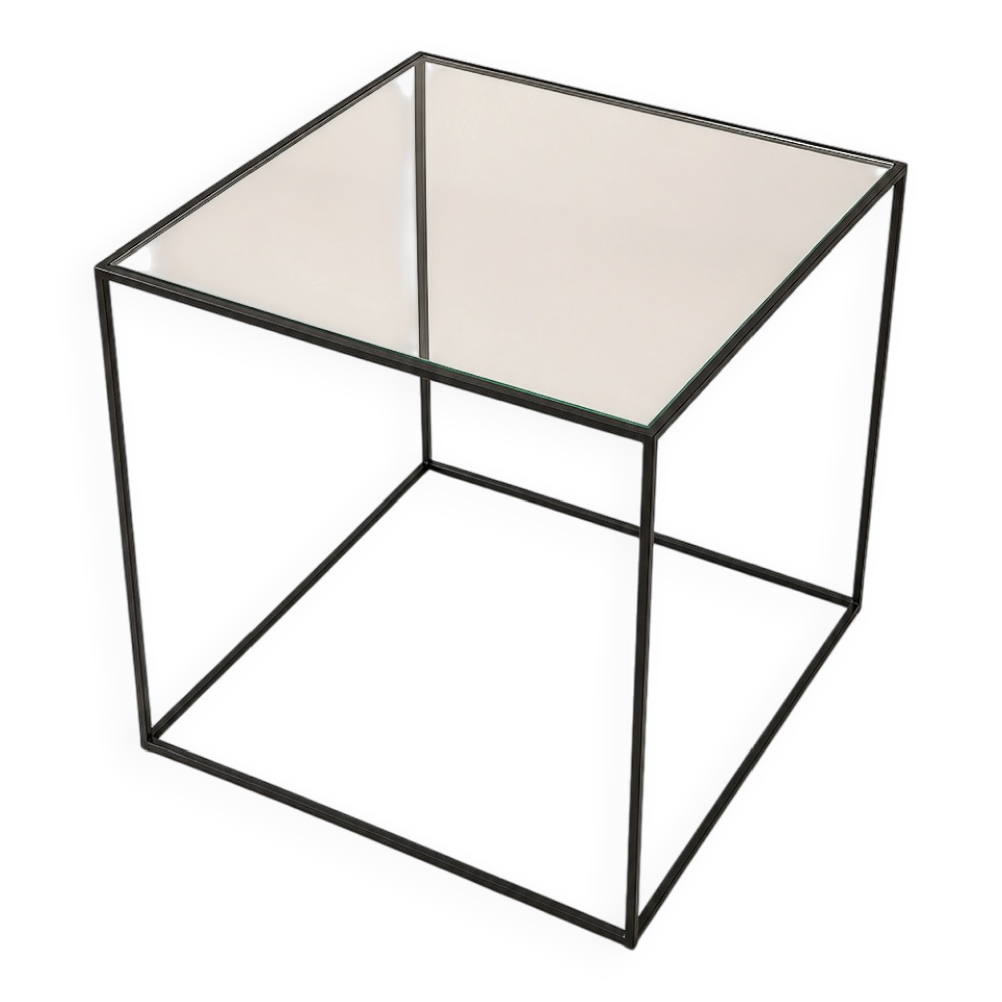 Designer coffee table in metal and glass