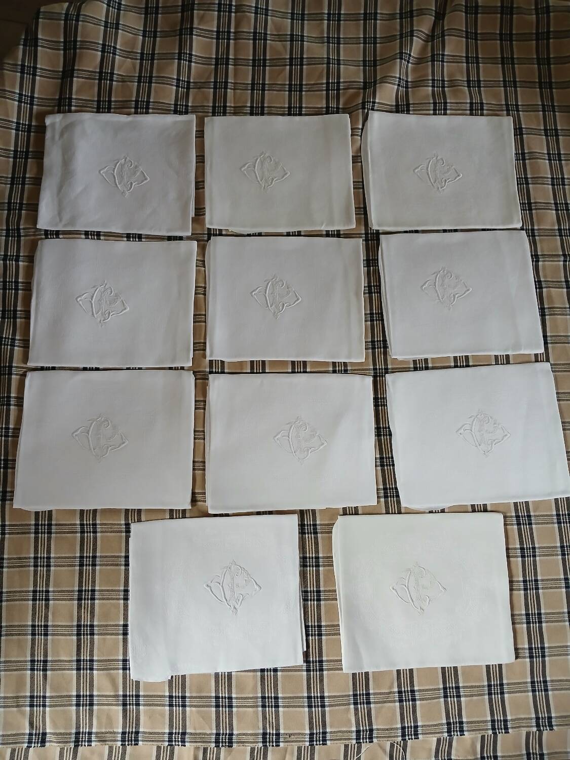 11 antique linen napkins