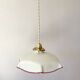 suspension in white pleated opaline and burgundy edging from the 1950s