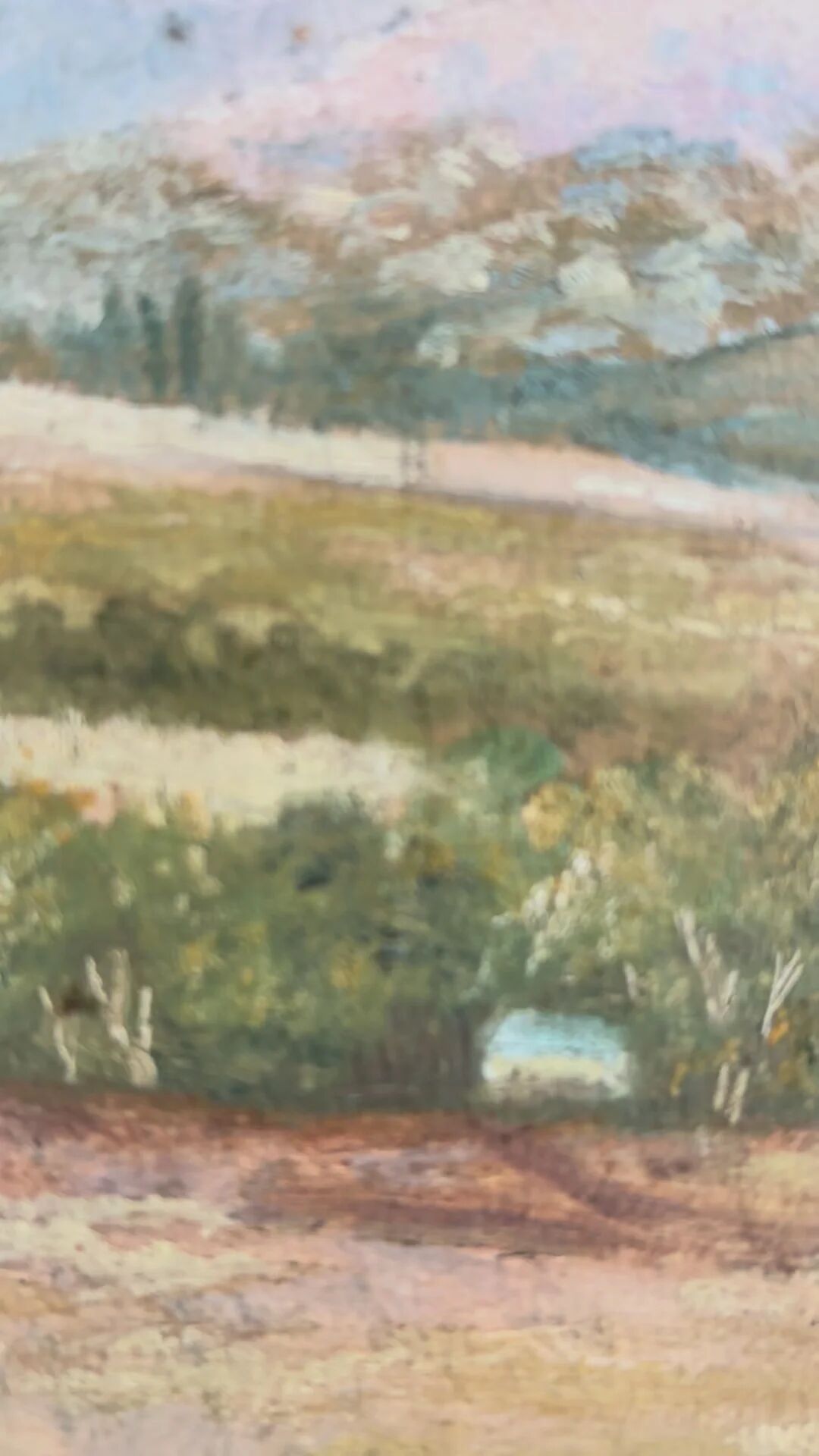 Vintage original landscape oil painting: Countryside nature wall art