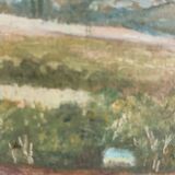 Vintage original landscape oil painting: Countryside nature wall art