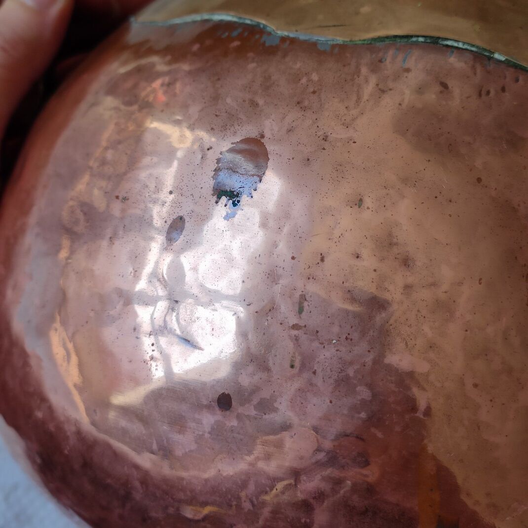 Copper and brass pitcher