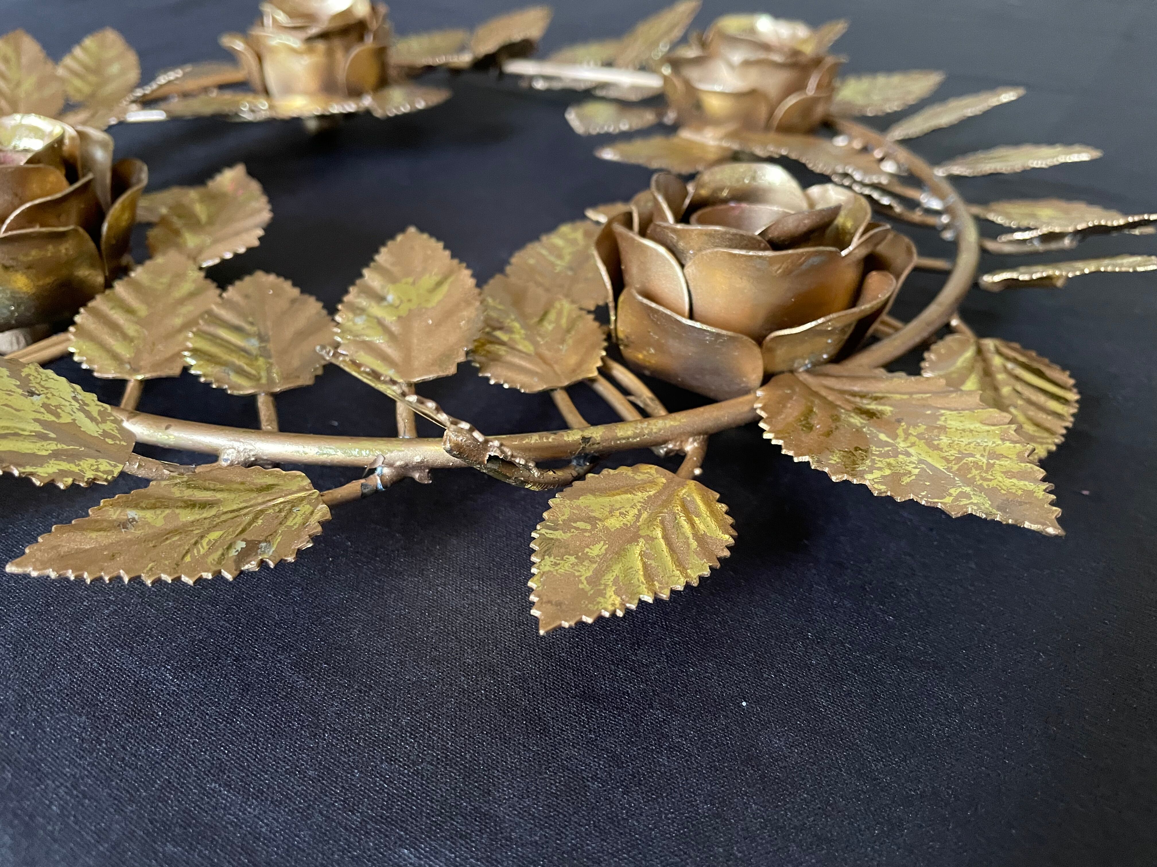 Chandelier crown 4 flames in golden metal