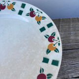 6 flat plates in white Gien ceramic with fruit patterns