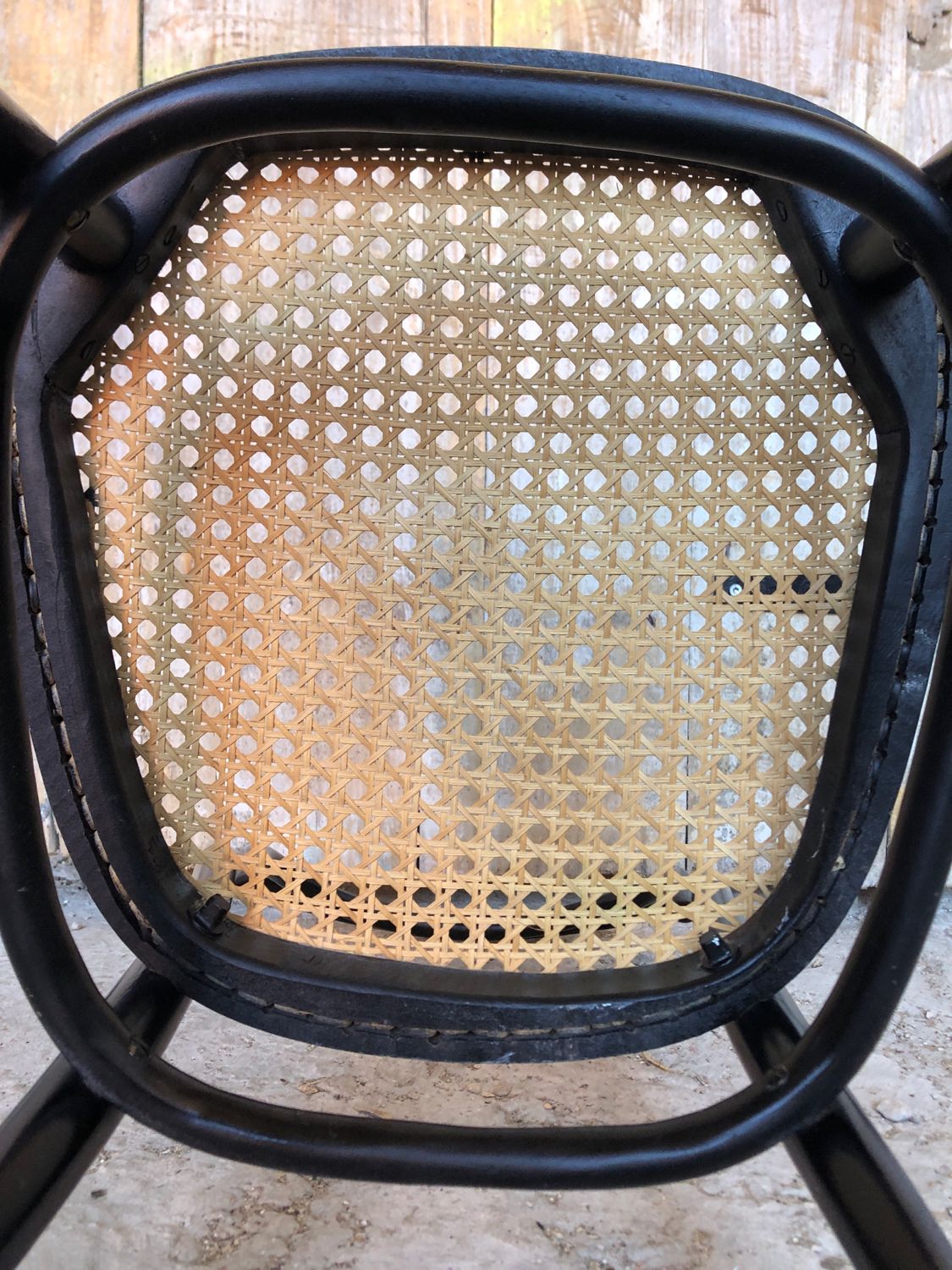 Bistrot wood & seat canned chair 70s vintage