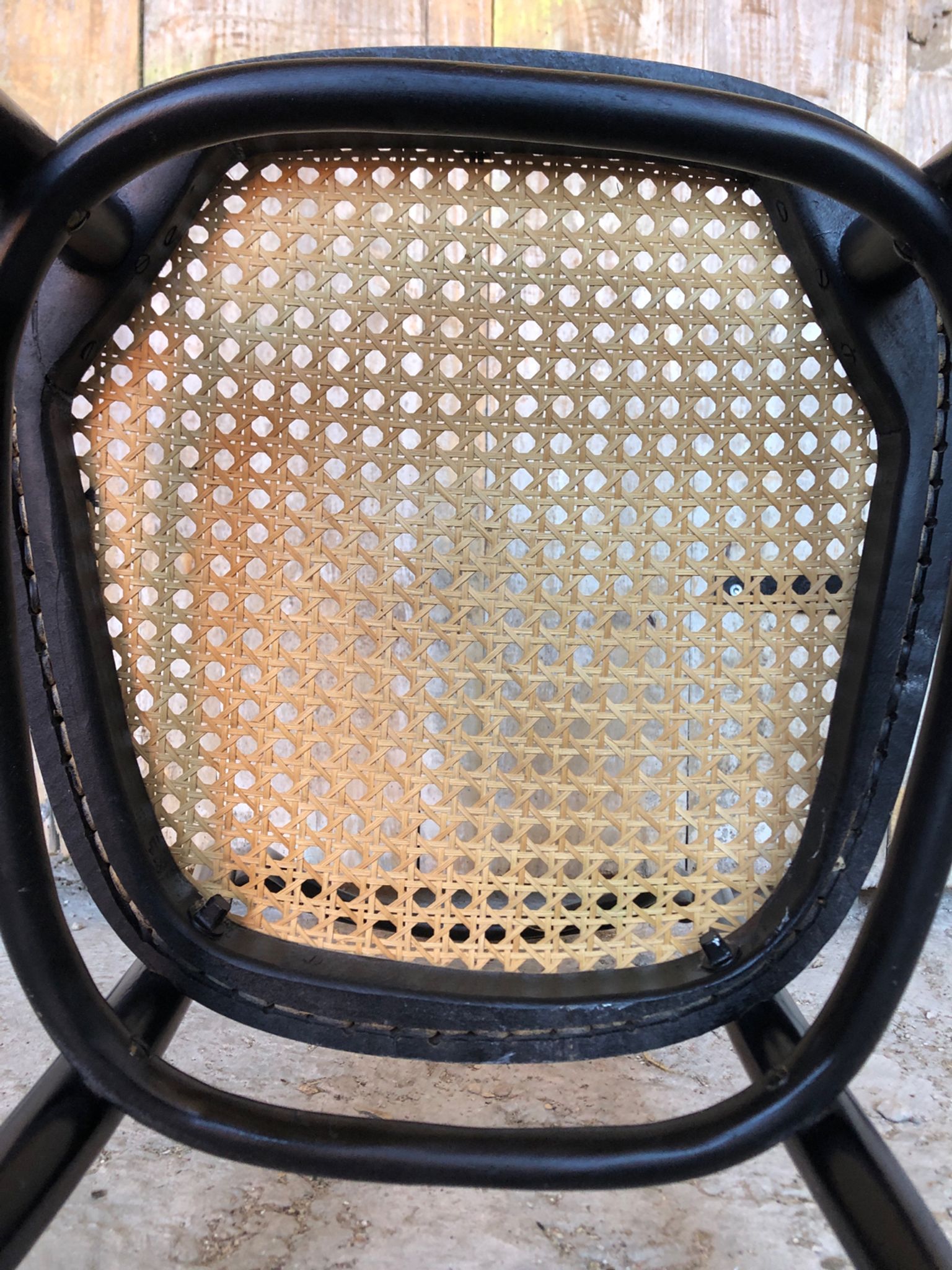 Bistrot wood & seat canned chair 70s vintage