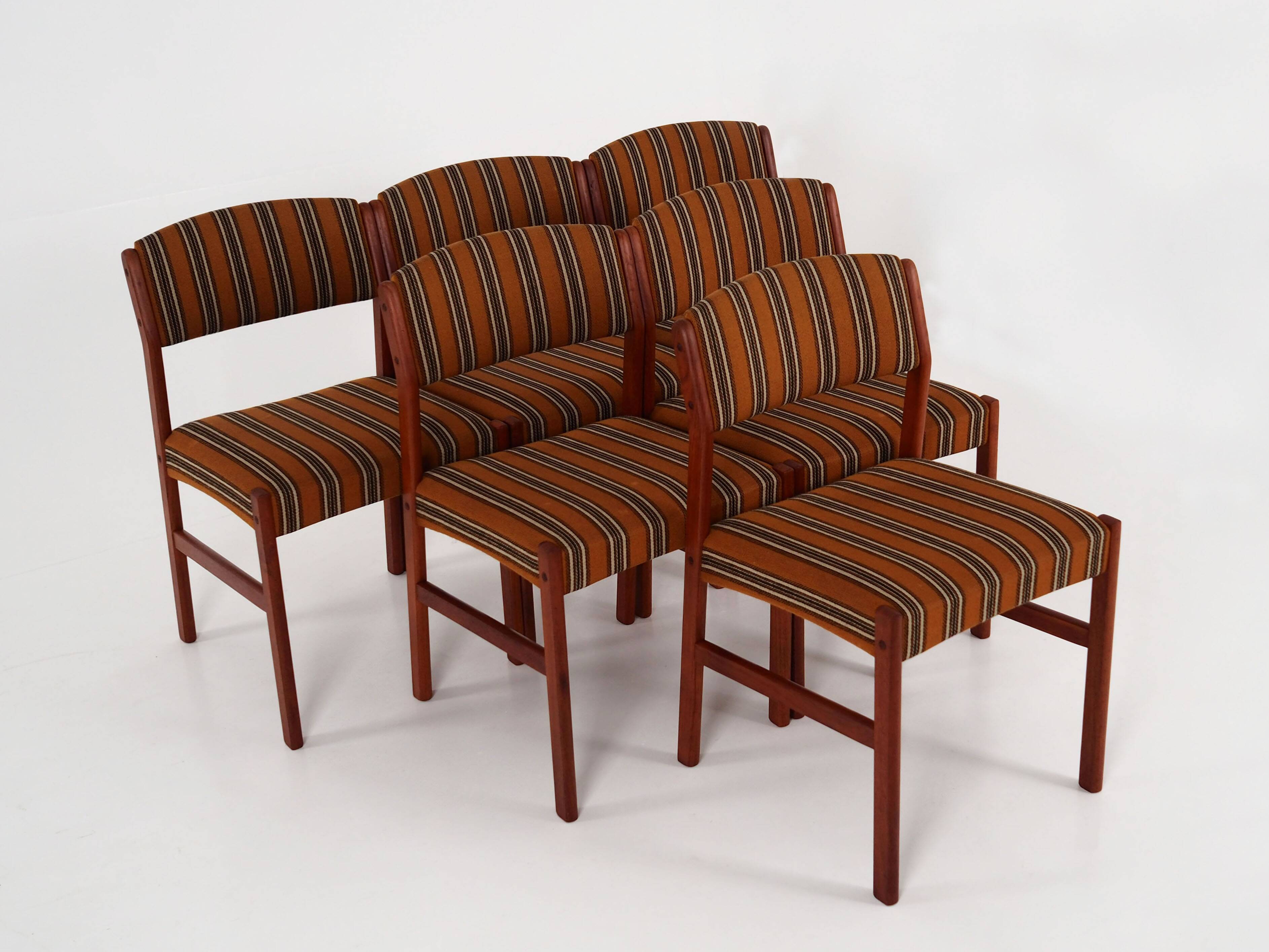 Set of six teak chairs, Danish design, 1970s, production: Denmark