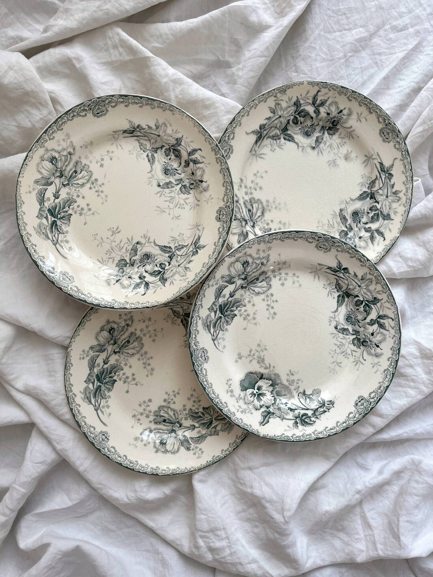 4 flat plates in iron earth pansy flowers Le Forezien Au Grand Dépôt