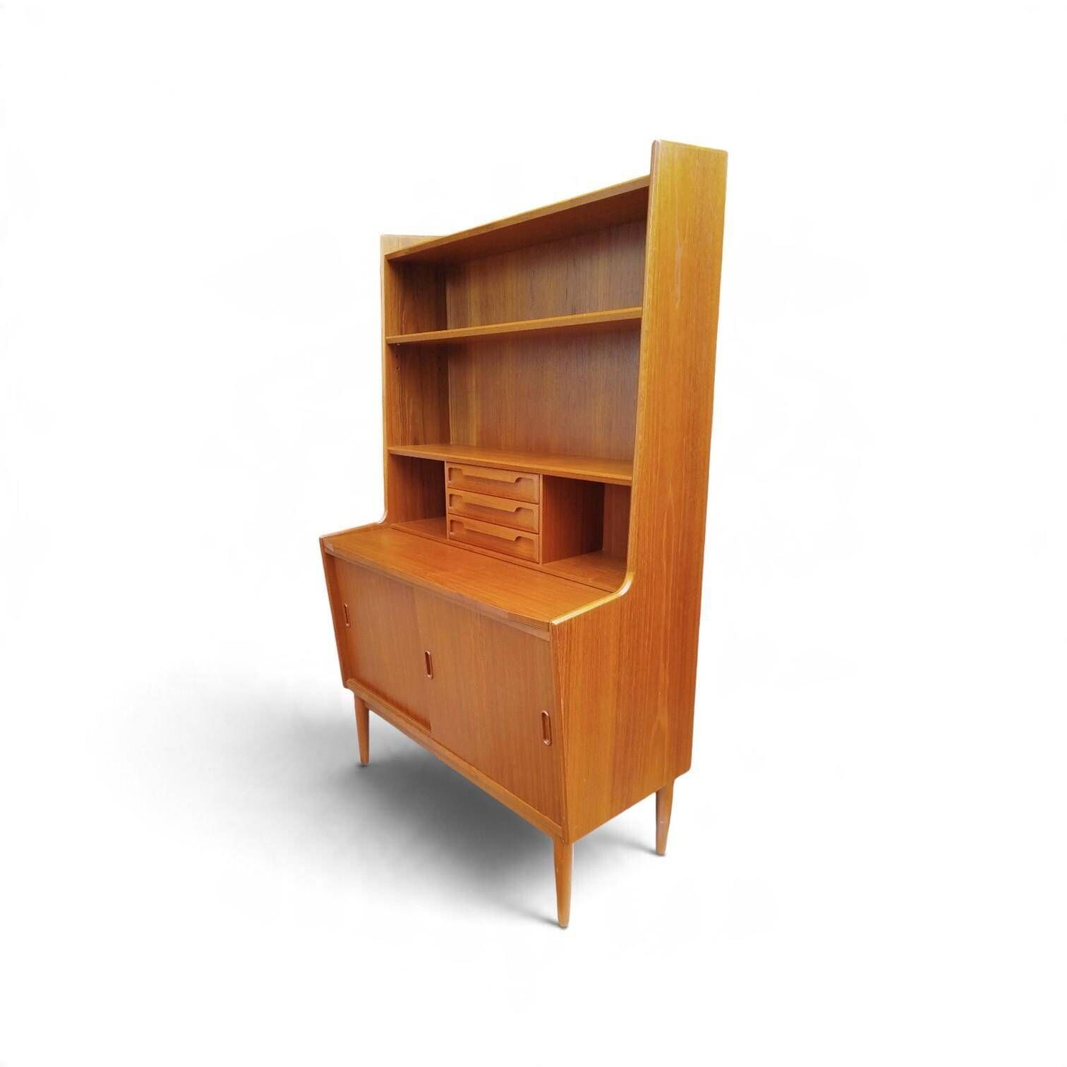 Danish teak secretary bureau with bookcase, Larsens Møbler, 1960s