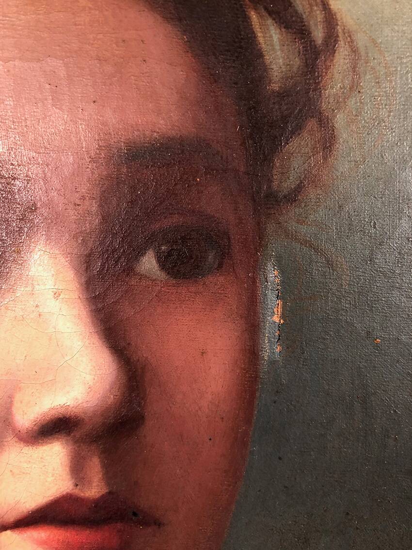 Artheme Denis, portrait de jeune femme. Huile sur toile signée et datée 1885