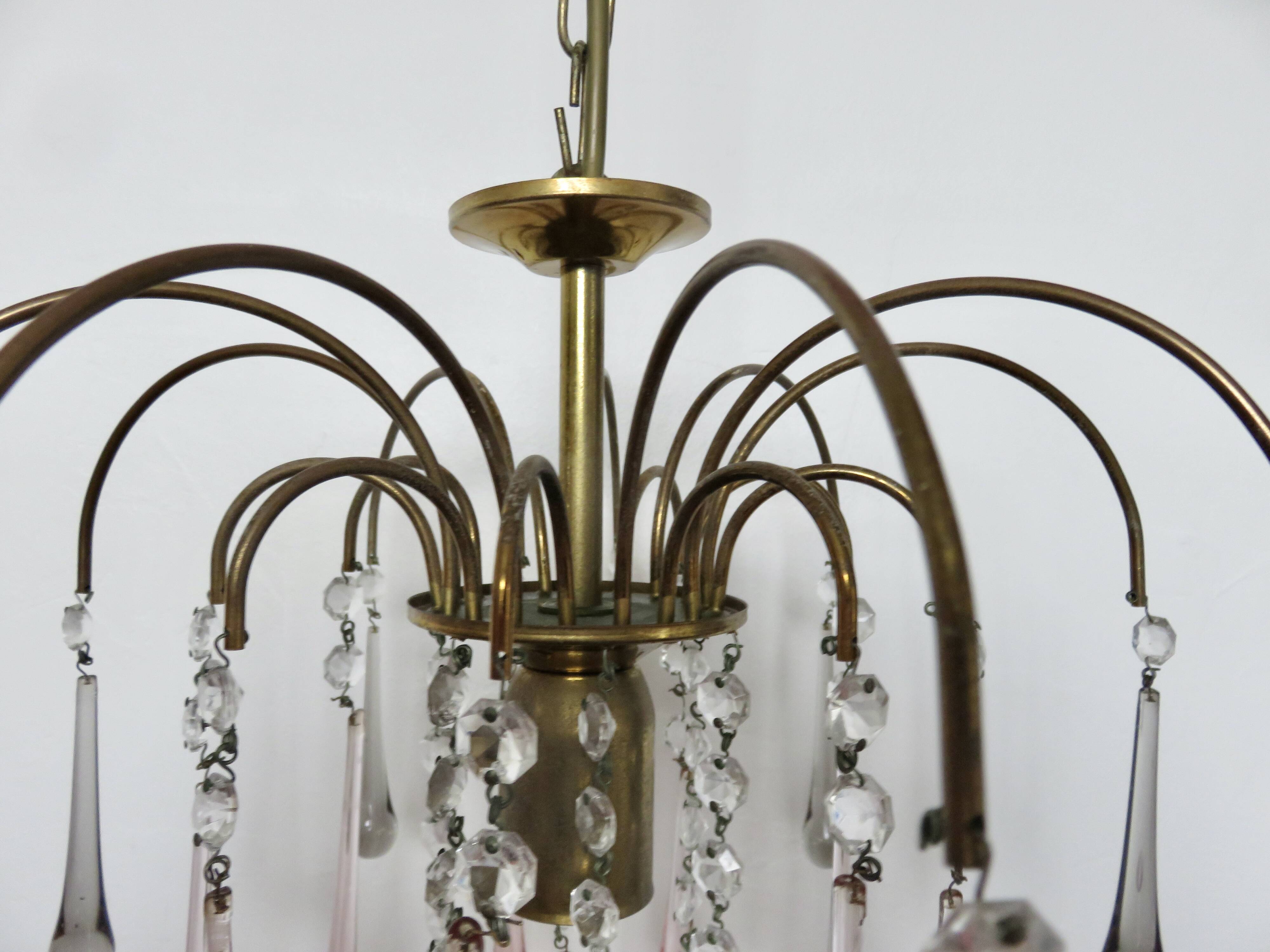 Crystal chandelier "water drop" in Murano glass, Italy