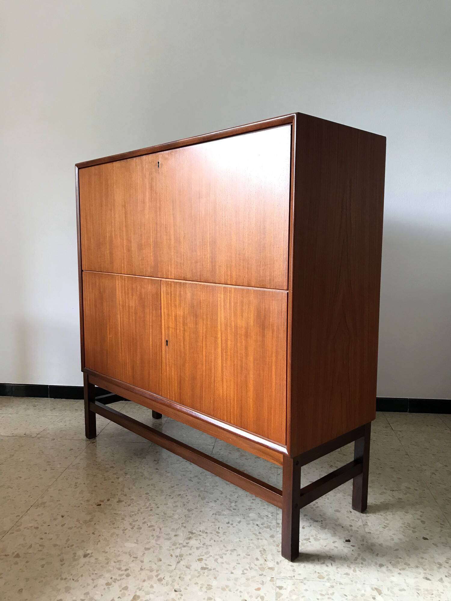 Scandinavian library secretary in vintage teak from the 60s