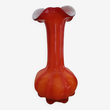 Vase rouge orangé, années 60
