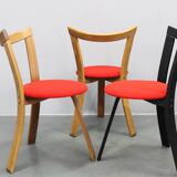 4 chaises en bois, années 1970