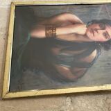 Marouflaged poster, glazed wooden frame