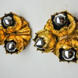 Pair of “flower” wall lights by Ferro Arte, Spain, 1960