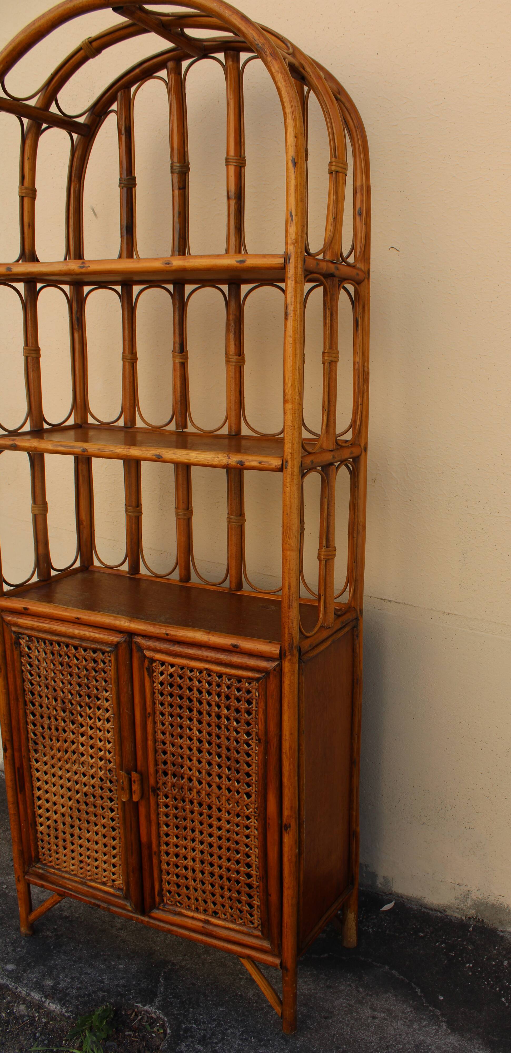 Bookcase in rattan and canning