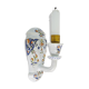 Vintage wall applique in Rouen style earthenware, glass candle