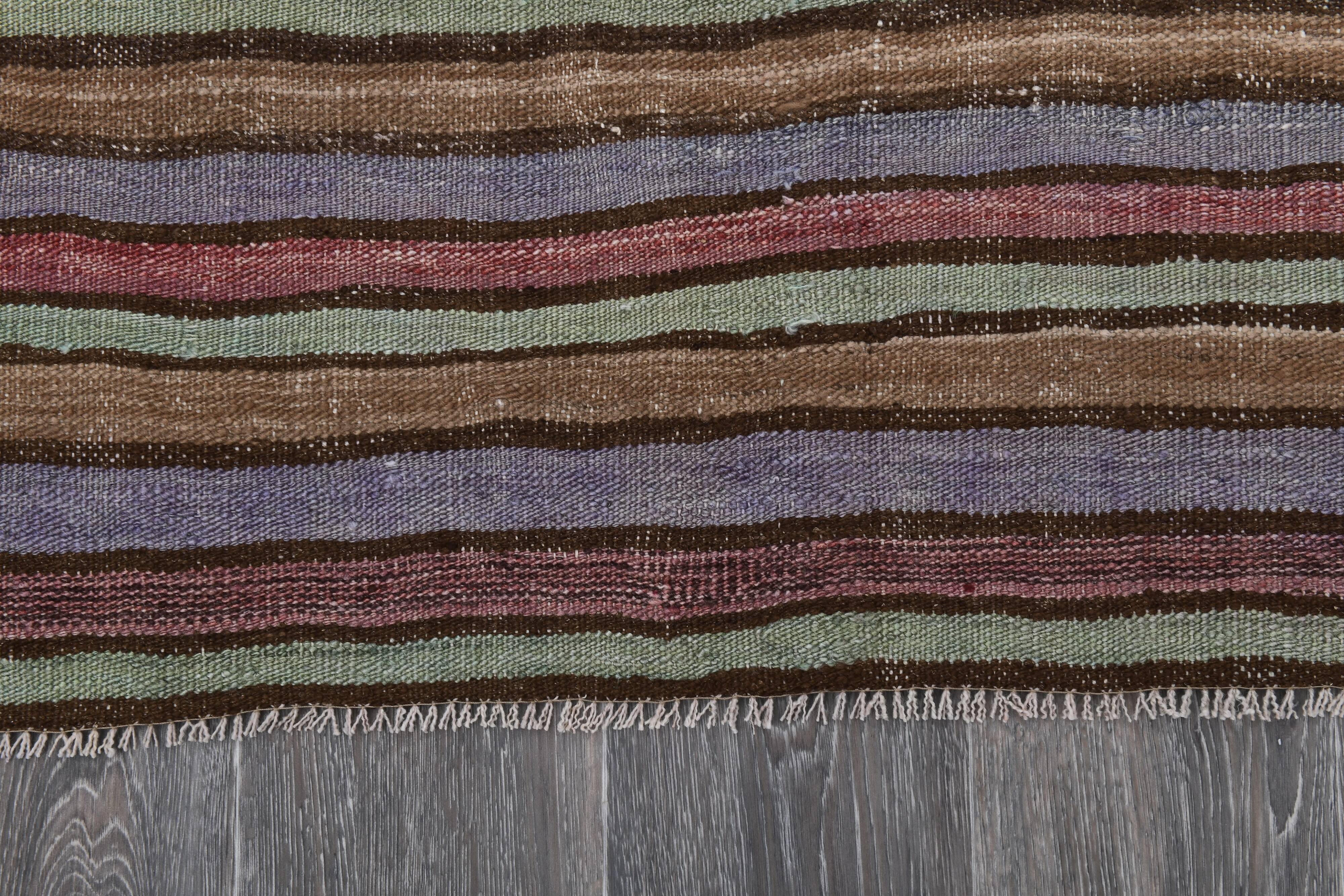 Blue & Green Striped Kilim Rug 146x288Cm SK 241322