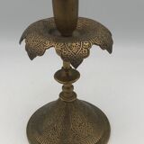 Ancien bougeoir persan,ottoman en laiton ciselé XIXème