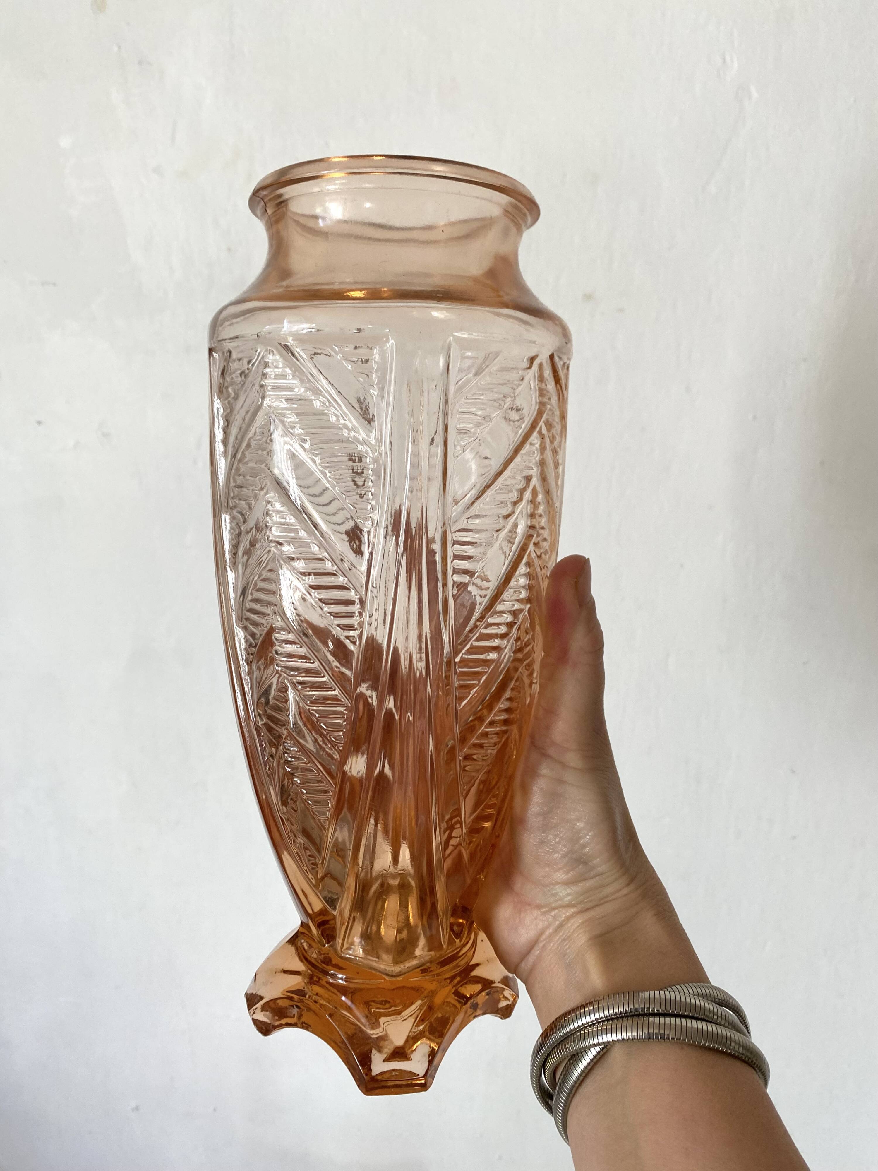 Tall pink art deco vase