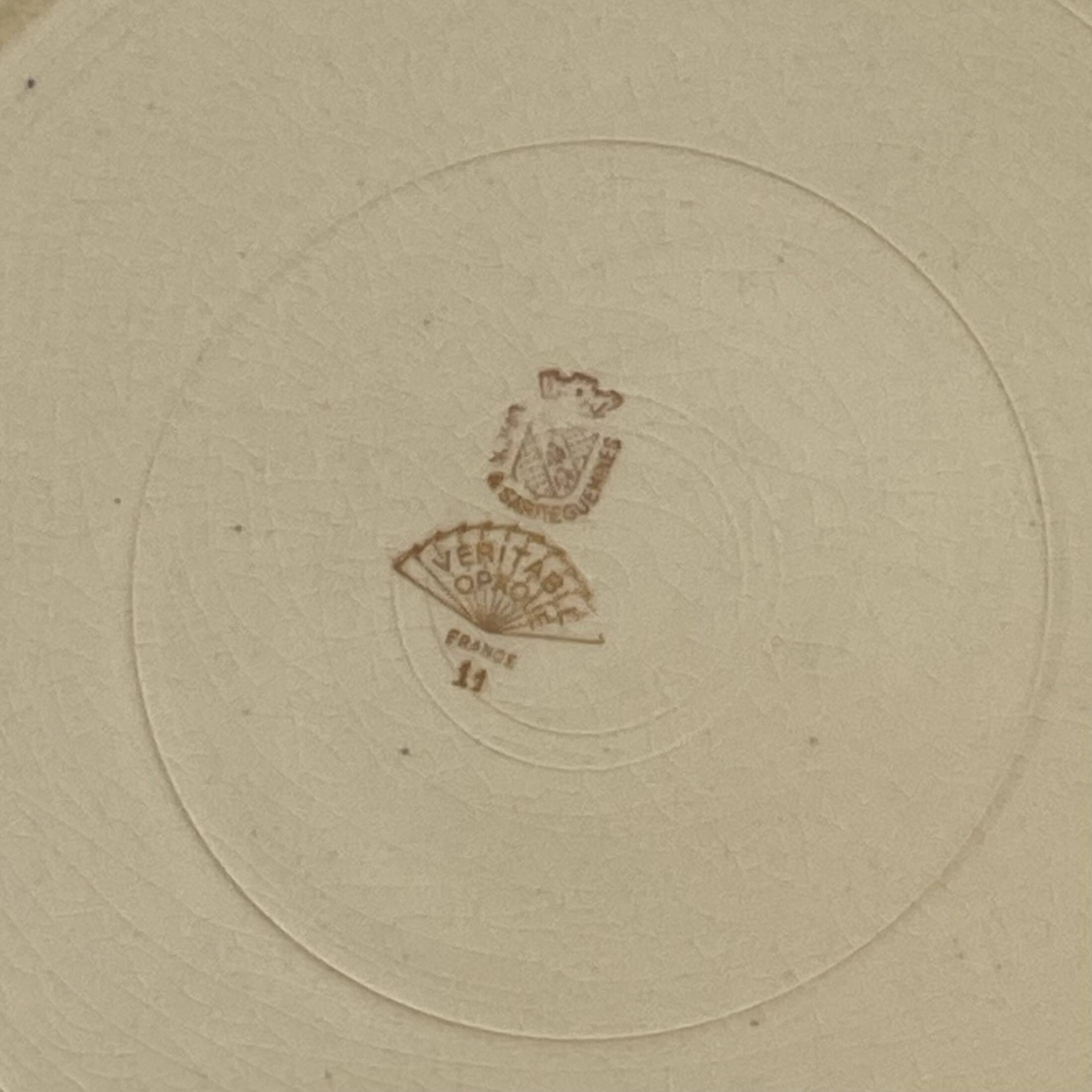 Set of 3 Digoin Sarreguemines old earthenware serving dishes in beige and gilded color ACC-7259