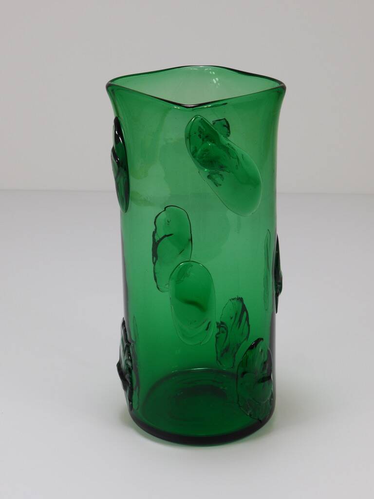 Large Green Glass Vase Vetro Verde from Empoli, Italy, 1960s