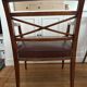 Pair of leather and wood bridge armchairs – Directoire style, 1940s