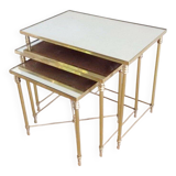 Set of 3 nesting tables with mirrored tops