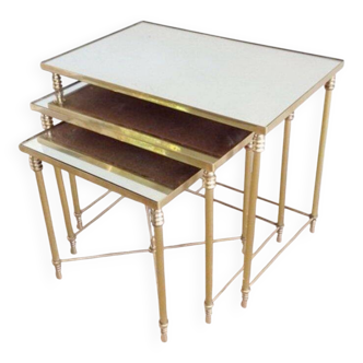 Set of 3 nesting tables with mirrored tops