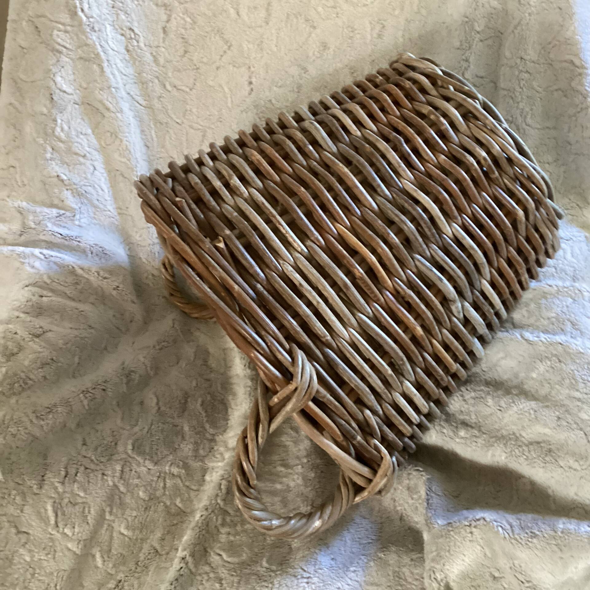 Large basket with rattan handles