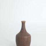 Small Mid-Century Scandinavian Modern Collectible Brown Stoneware Vase by Gunnar Borg, Set of 4