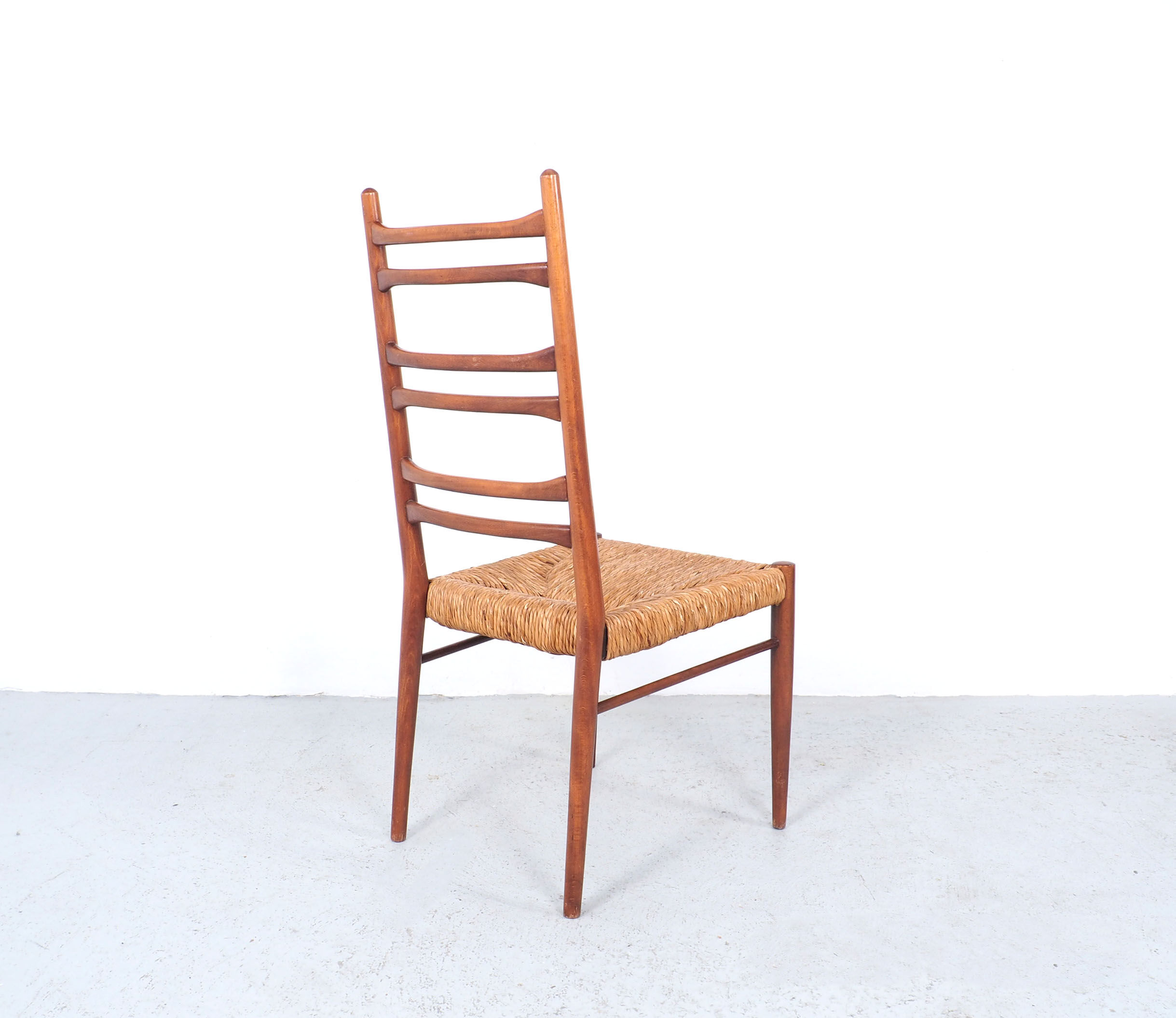 Teak and wicker dining chairs, 1960s